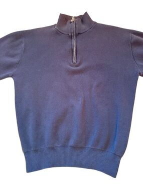 Men's Zip-Front Knit Sweater in Navy